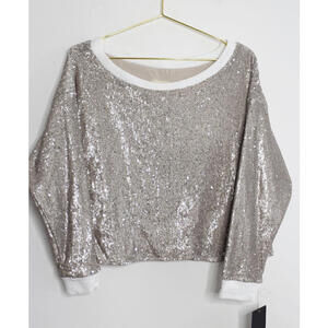 NWT Chaser Silver Sequin Pullover Sweater - Small